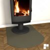 Fireplace floor made of grey painted sheet metal
